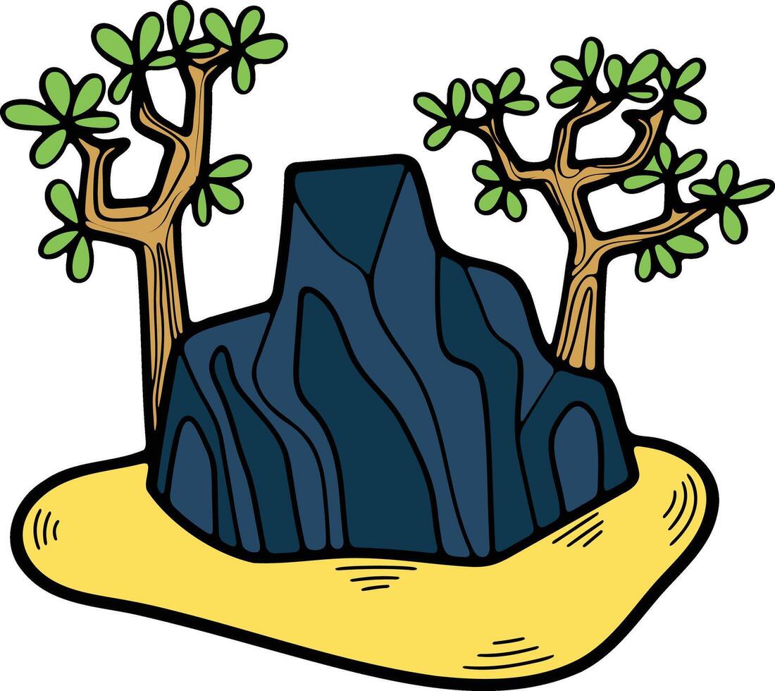 Hand Drawn natural island in flat style vector