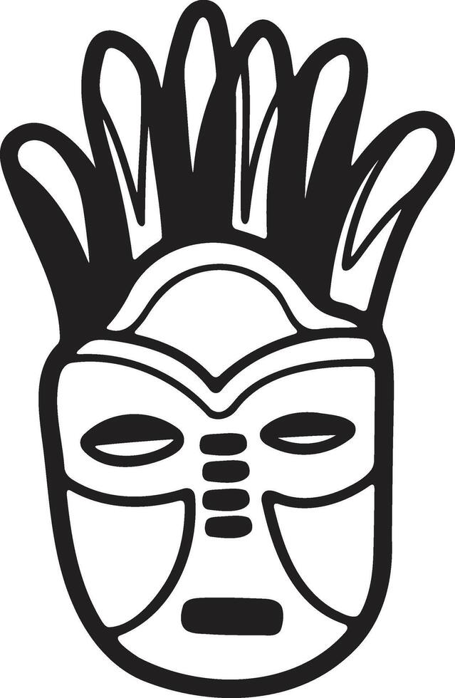 Hand Drawn tribal mask in flat style vector