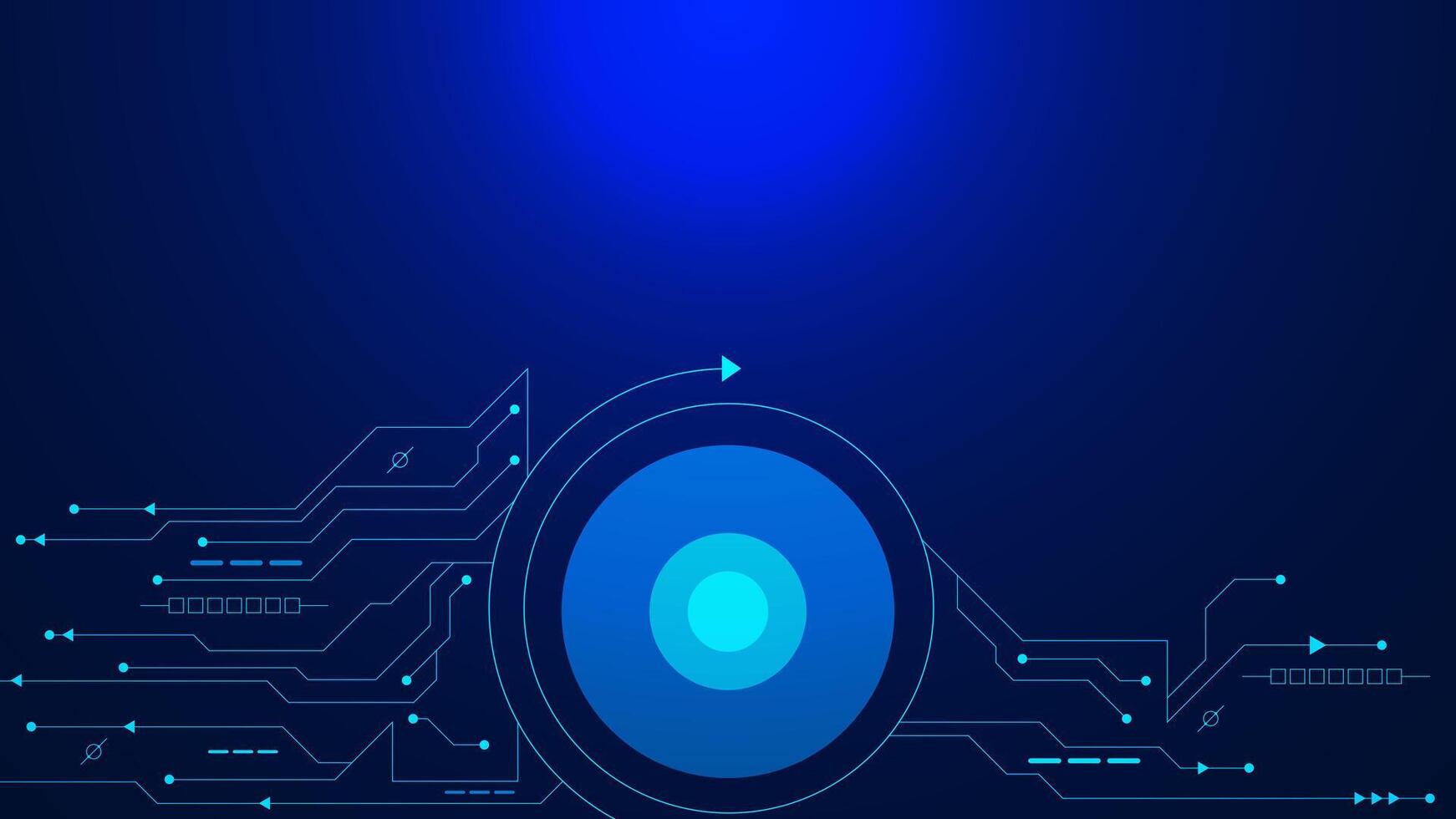 Hi-tech digital connect and communication technology with electronic circuit board futuristic on dark blue background. Vector illustration.