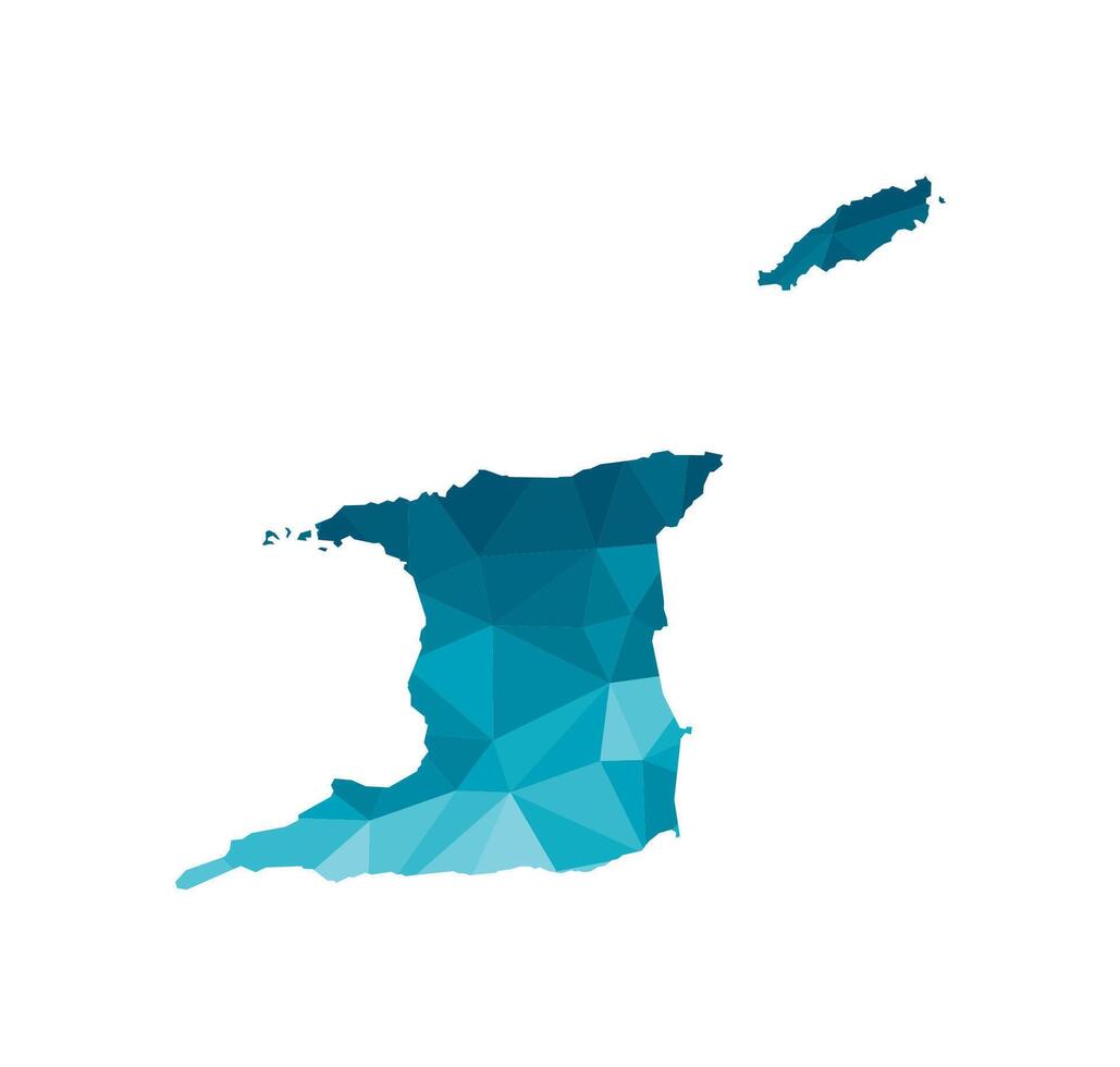 vector aislado ilustración icono con simplificado azul silueta de trinidad y tobago mapa. poligonal geométrico estilo, triangular formas blanco antecedentes.