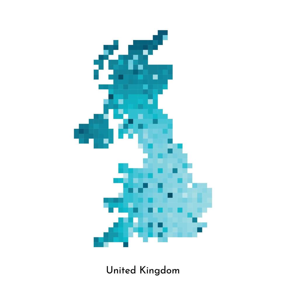 vector aislado geométrico ilustración con sencillo glacial azul forma de unido Reino de genial Bretaña y del Norte Irlanda mapa. píxel Arte estilo para nft modelo. punteado logo con degradado textura