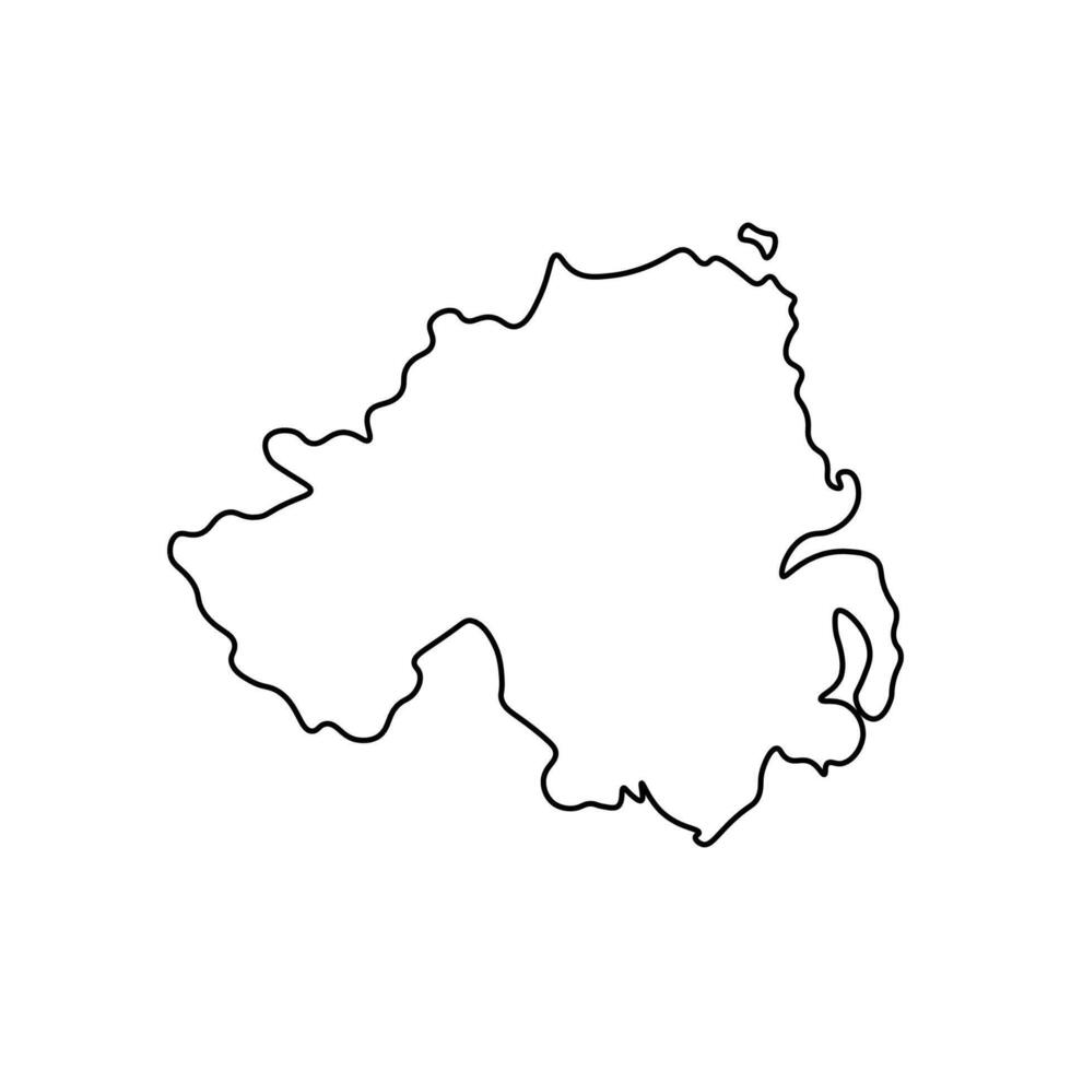 Vector isolated simplified illustration icon with black outline silhouette of North Ireland map, United Kingdom of Great Britain. White background