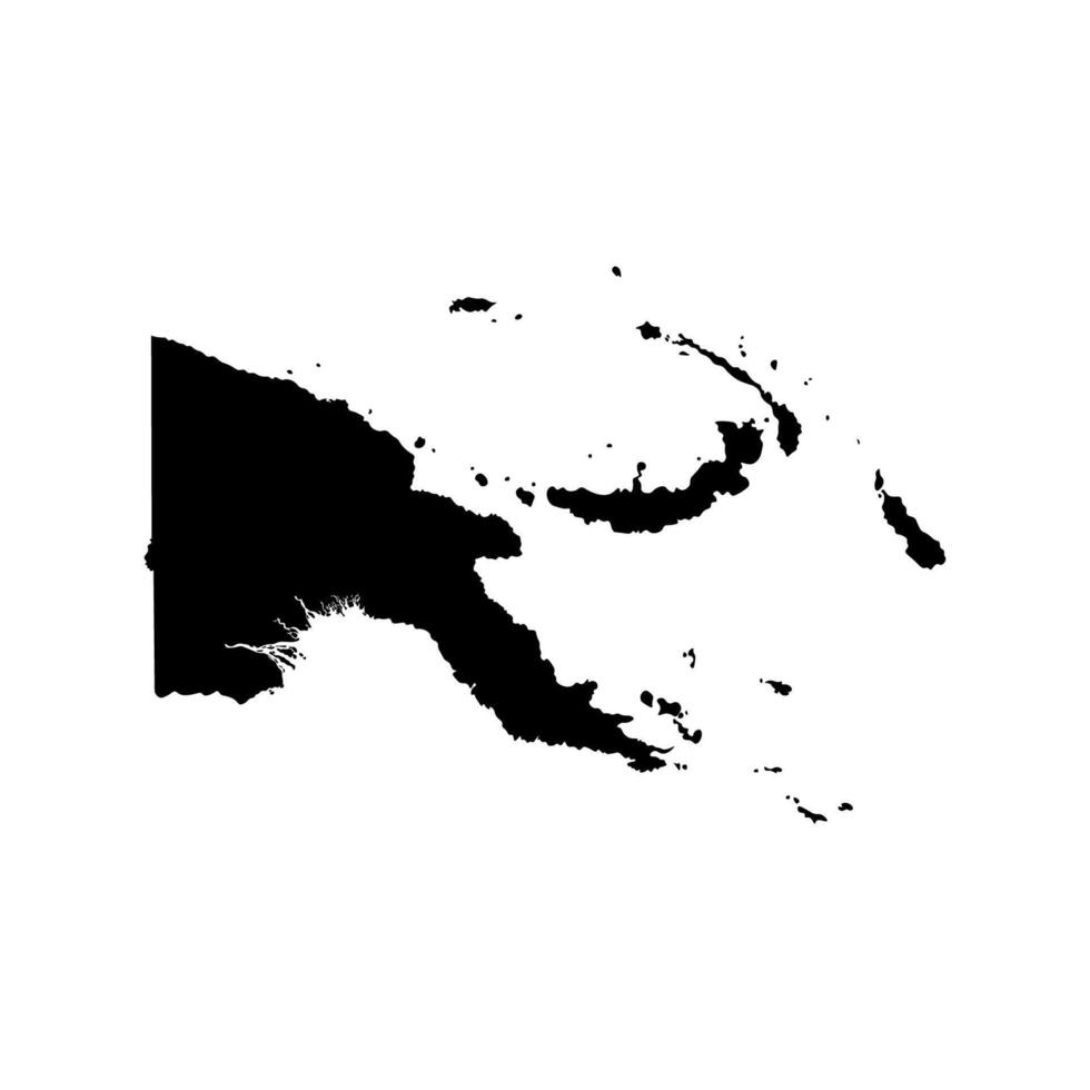 Vector isolated simplified illustration icon with black silhouette of Papua New Guinea map. White background