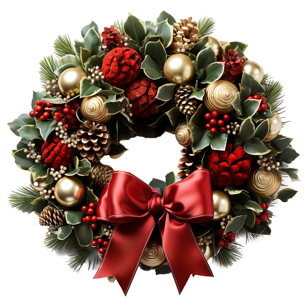AI generated Christmas wreath png isolated on transparent background