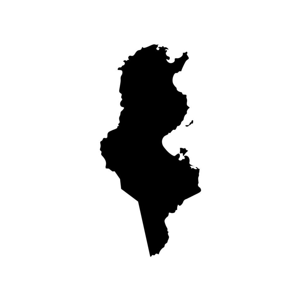 Vector isolated simplified illustration icon with black silhouette of Tunisia map. White background
