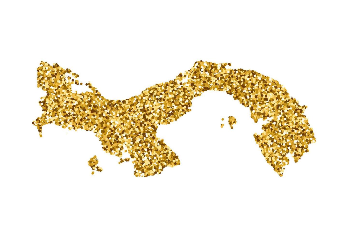 vector aislado ilustración con simplificado Panamá mapa. decorado por brillante oro Brillantina textura. Navidad y nuevo año Días festivos decoración para saludo tarjeta.
