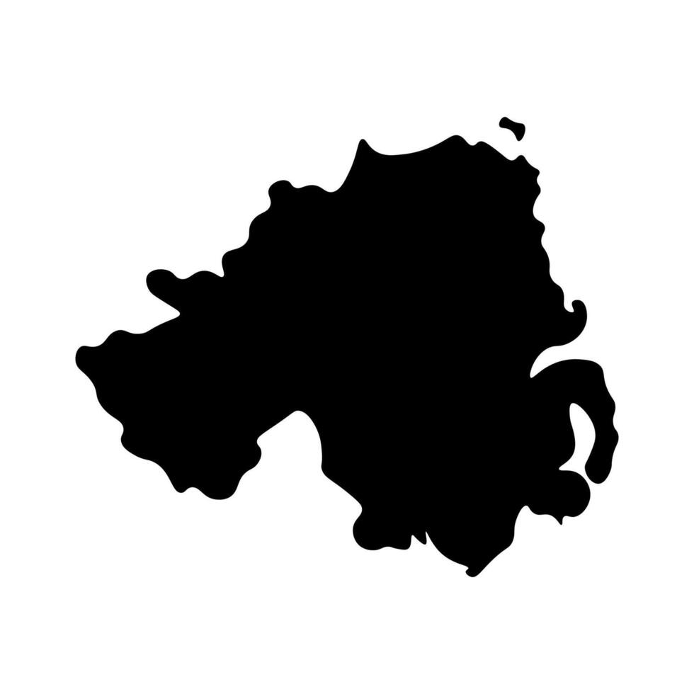 Vector isolated simplified illustration icon with black silhouette of North Ireland map, United Kingdom of Great Britain. White background