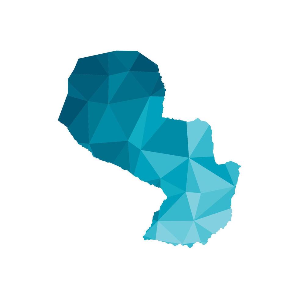 Vector isolated illustration icon with simplified blue silhouette of Paraguay map. Polygonal geometric style, triangular shapes. White background.