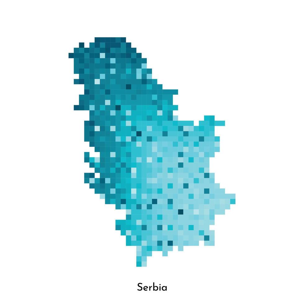 vector aislado geométrico ilustración con sencillo glacial azul forma de serbia mapa. píxel Arte estilo para nft modelo. punteado logo con degradado textura para diseño en blanco antecedentes