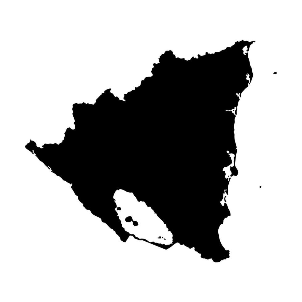 Vector isolated simplified illustration icon with black silhouette of Nicaragua map. White background