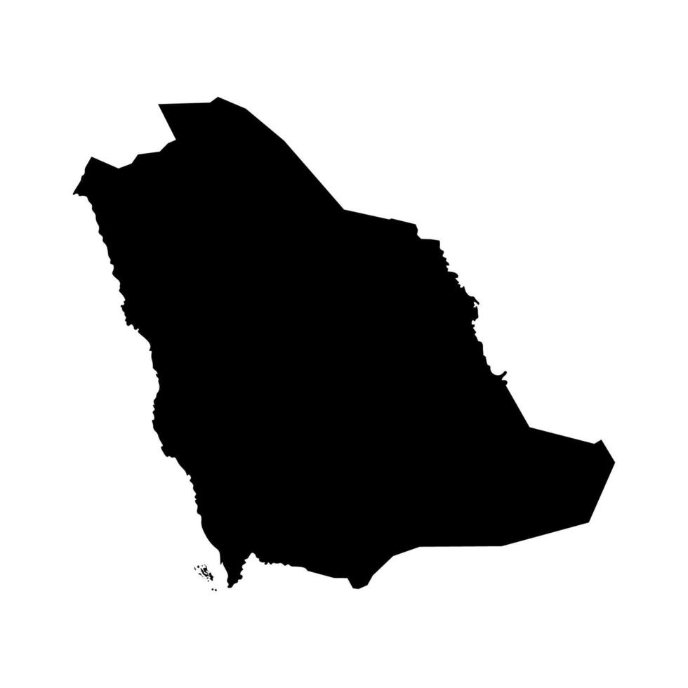 Vector isolated simplified illustration icon with black silhouette of Saudi Arabia map. White background