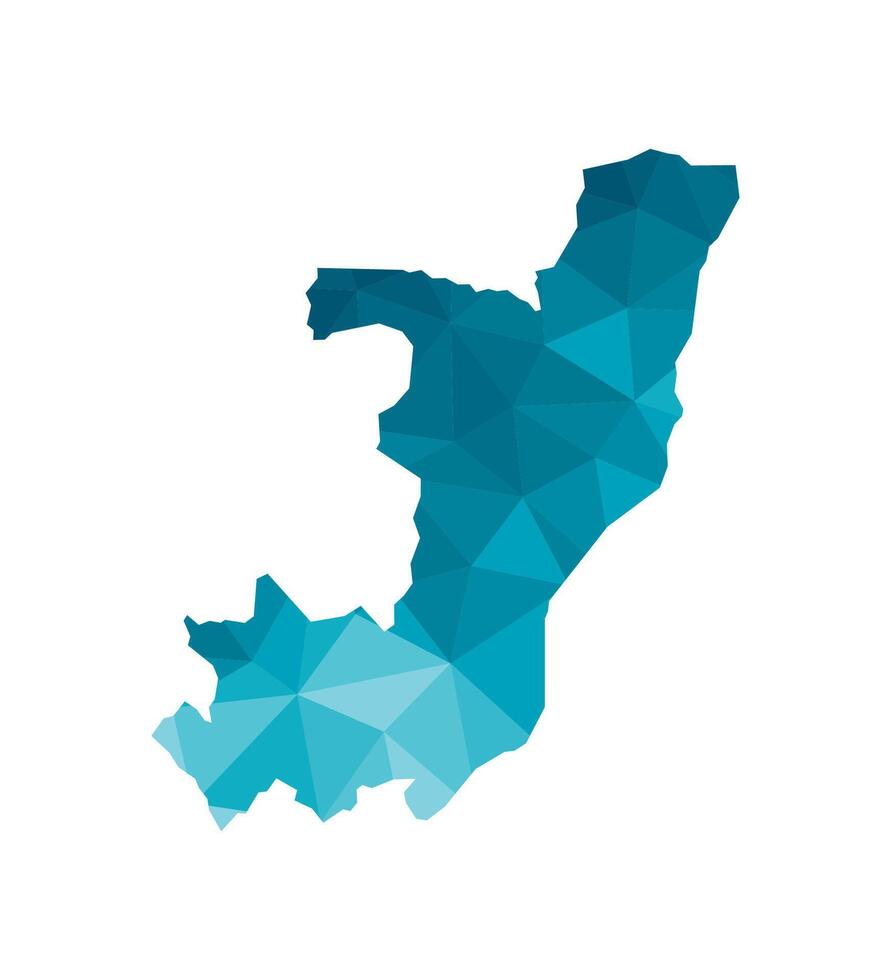 Vector isolated illustration icon with simplified blue silhouette of Republic of the Congo map. Polygonal geometric style, triangular shapes. White background.
