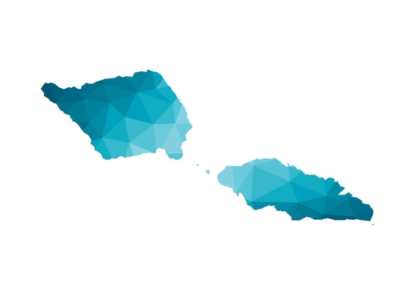 Vector isolated illustration icon with simplified blue silhouette of Independent State of Samoa map. Polygonal geometric style, triangular shapes. White background.