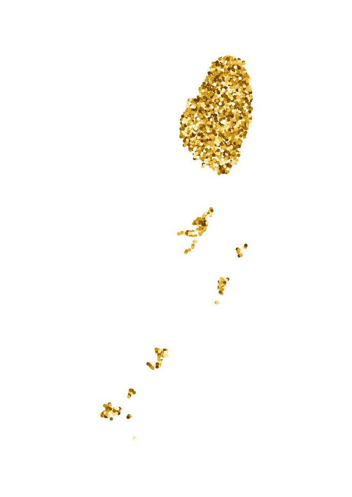 Vector isolated illustration with simplified Saint Vincent and the Grenadines map. Decorated by shiny gold glitter texture. Christmas and New Year holidays decoration for greeting card.