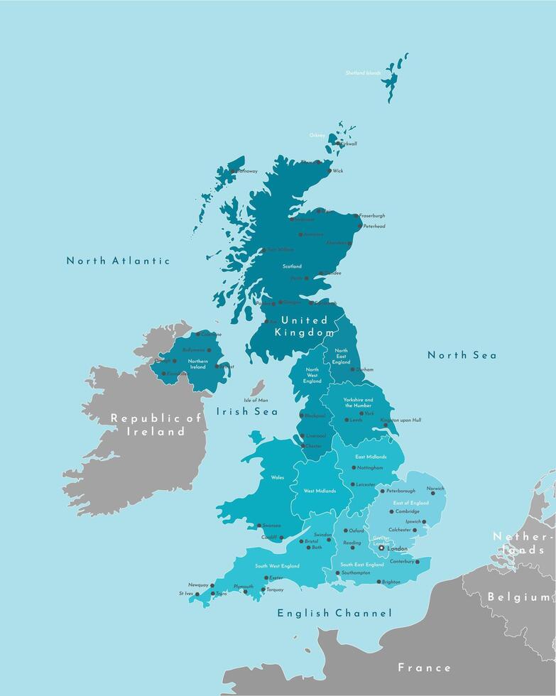 vector aislado ilustración con degradado azul simplificado mapa forma de unido Reino de genial Bretaña y del Norte Irlanda, Reino Unido. poligonal geométrico estilo. blanco antecedentes.