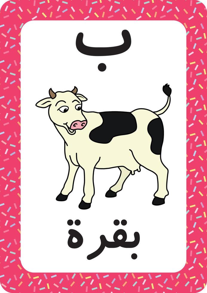 Printable Arabic alphabet letter flashcard. learning the Arabic Language. Mouth cartoon. vector