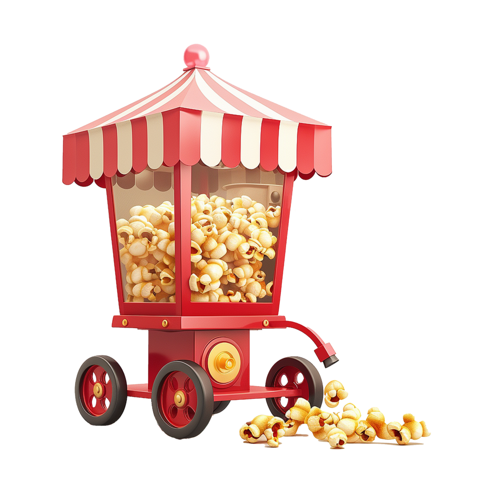 AI generated Popcorn machine isolated on transparent background png