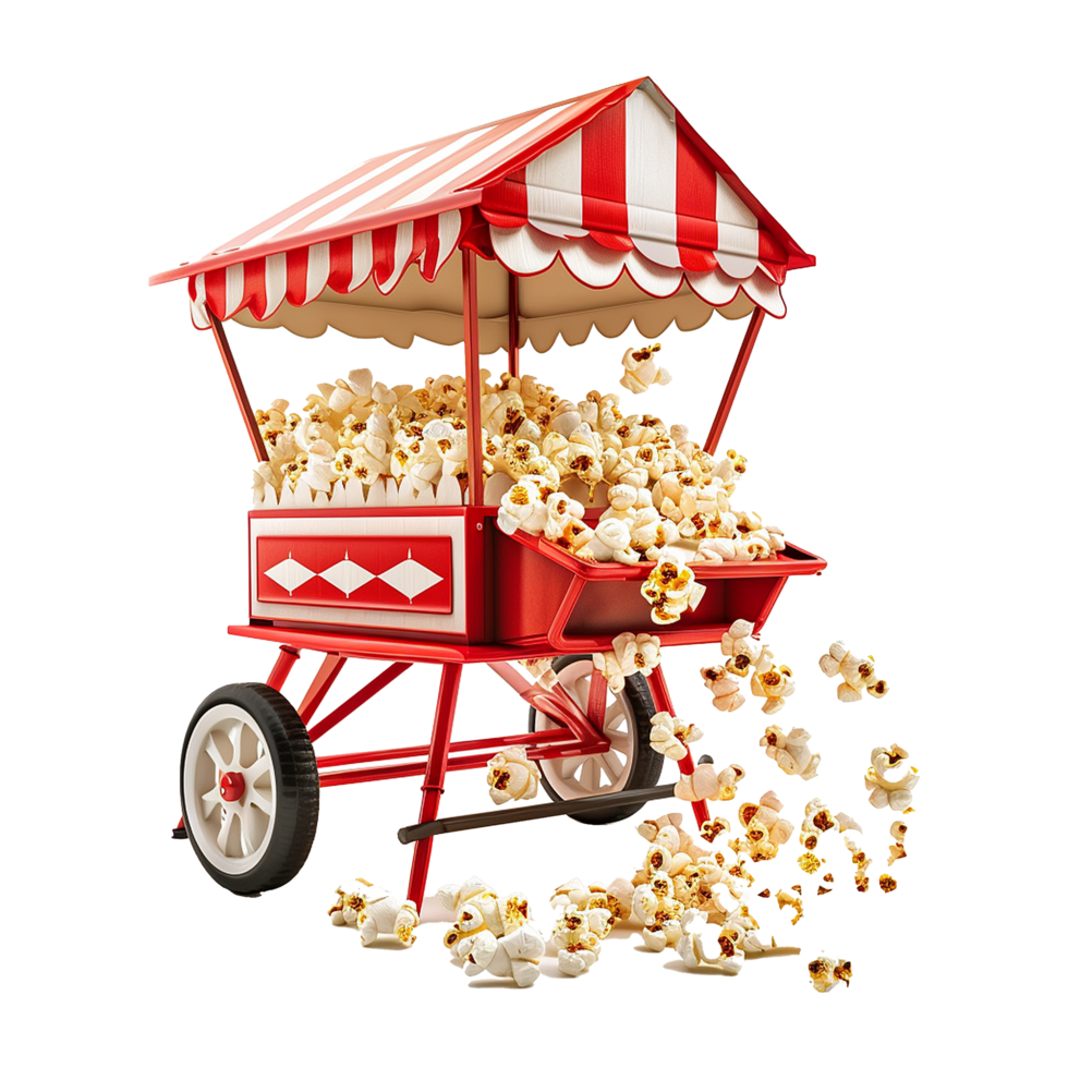 AI generated Popcorn machine isolated on transparent background png