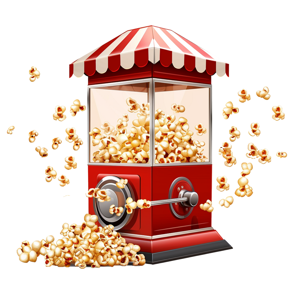 AI generated Popcorn machine isolated on transparent background png