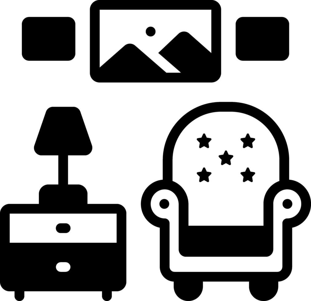 Vector solid black icon for living