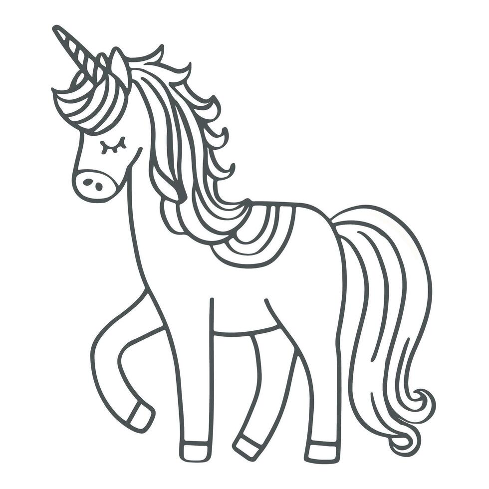 black outline of  A mythical unicorn with a horn vector