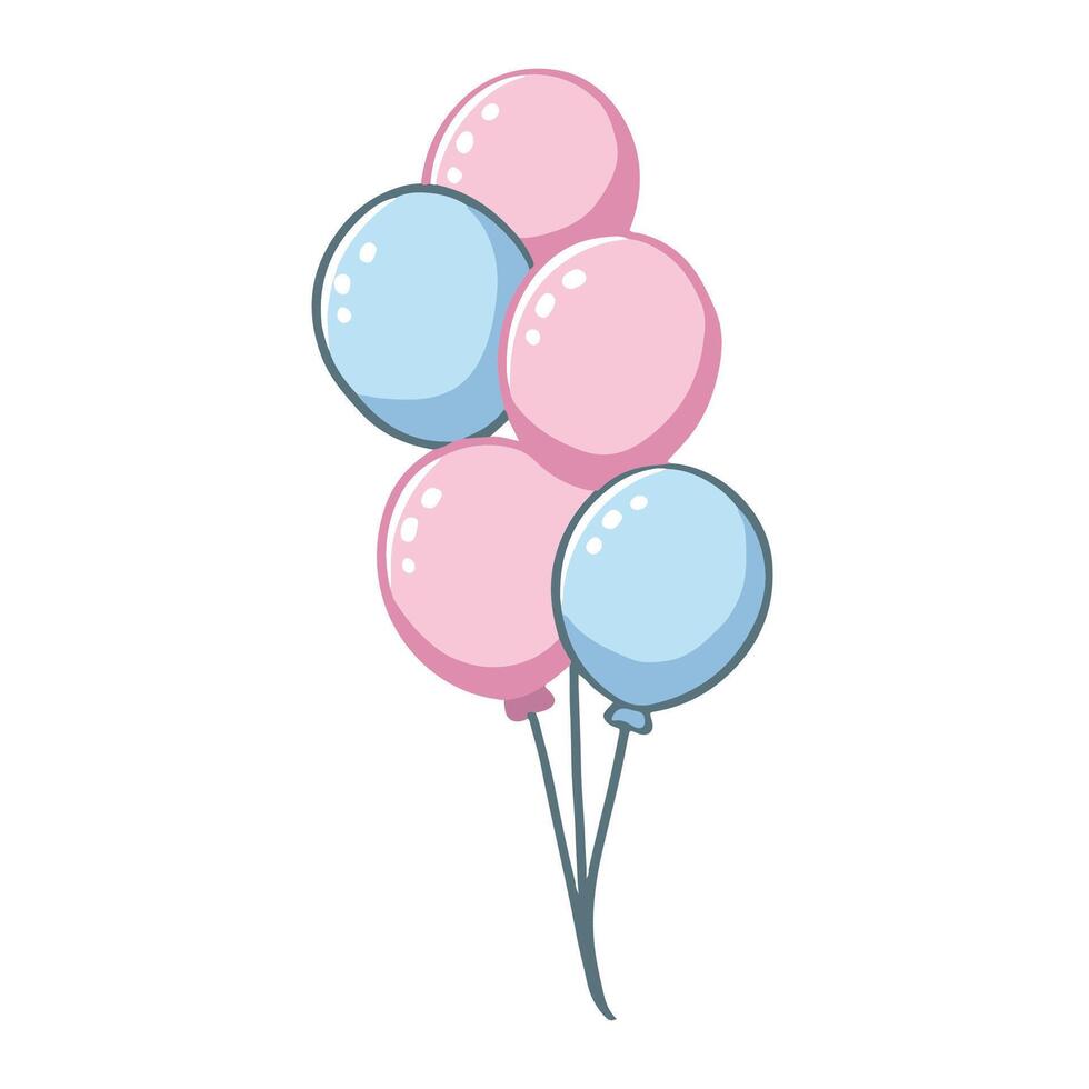 A cluster of pink and blue balloons vector