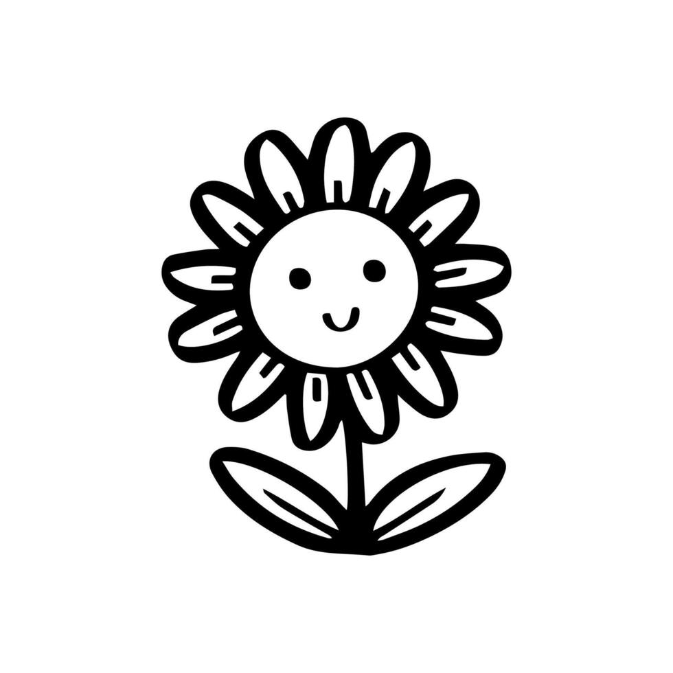 sencillo garabatear flor, negro y blanco tinta bolígrafo dibujo. vector