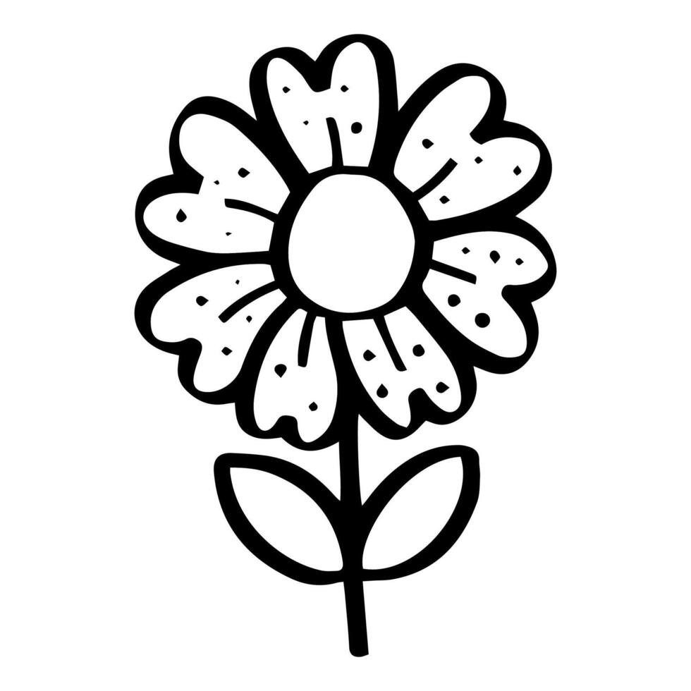 sencillo garabatear flor, negro y blanco tinta bolígrafo dibujo. vector