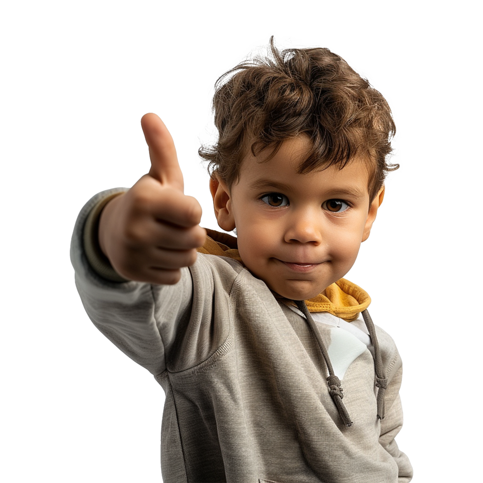 AI generated Boy raising thumb isolated from transparent background png