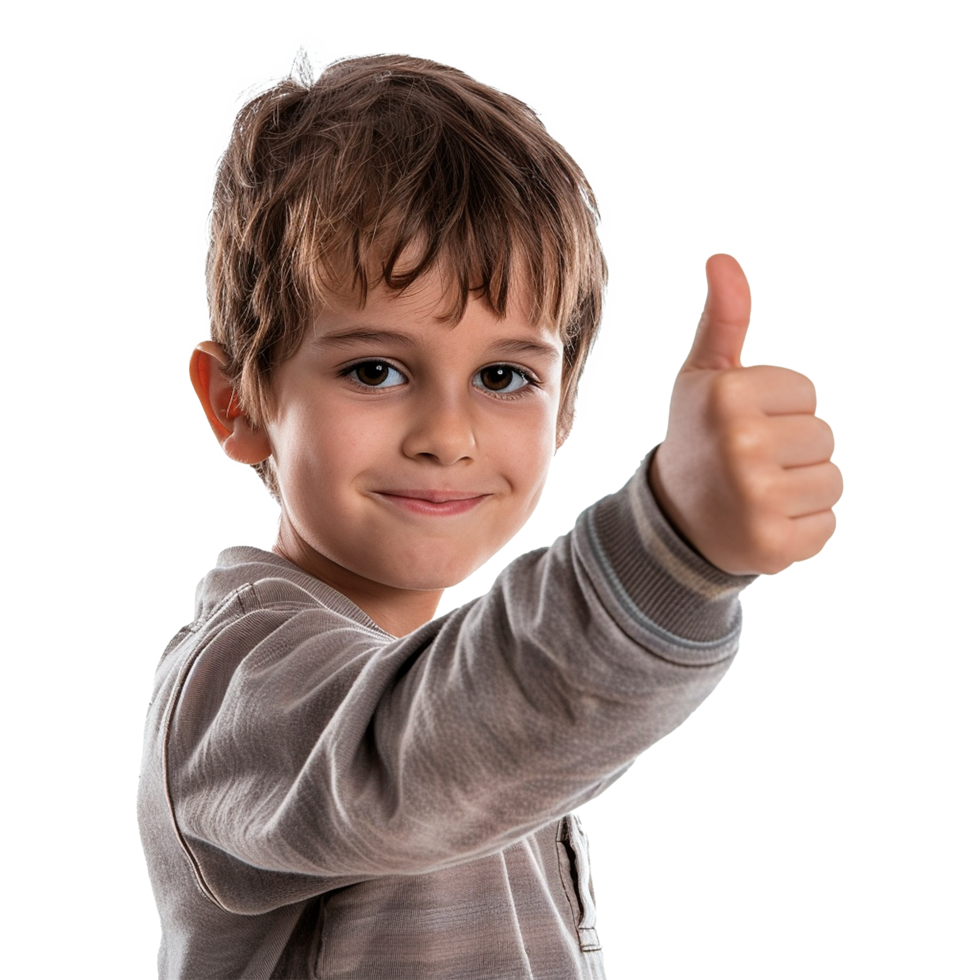 AI generated Boy raising thumb isolated from transparent background png