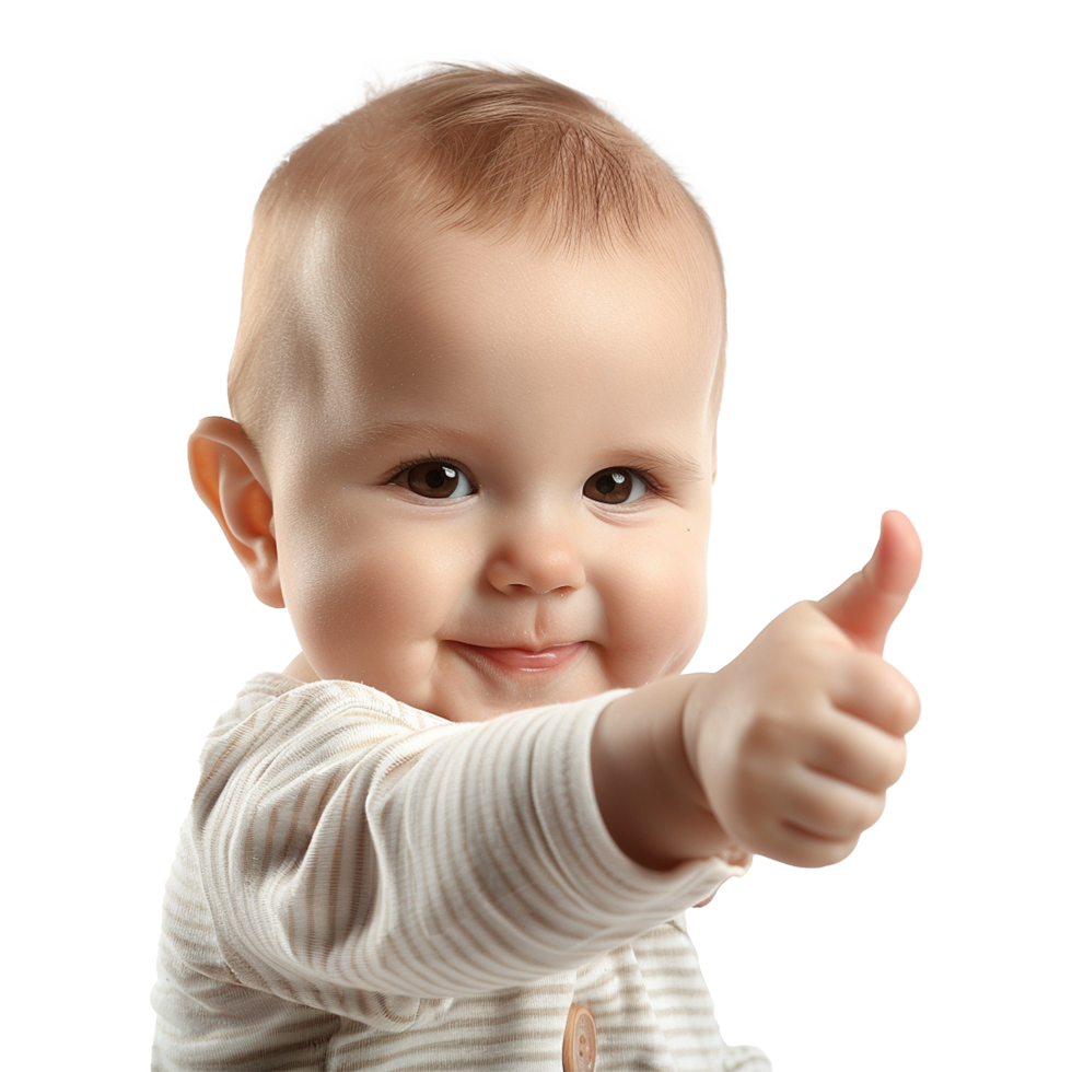 AI generated Baby raising thumb isolated from transparent background png