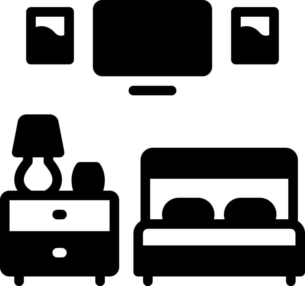 vector sólido negro icono para invitado dormitorio