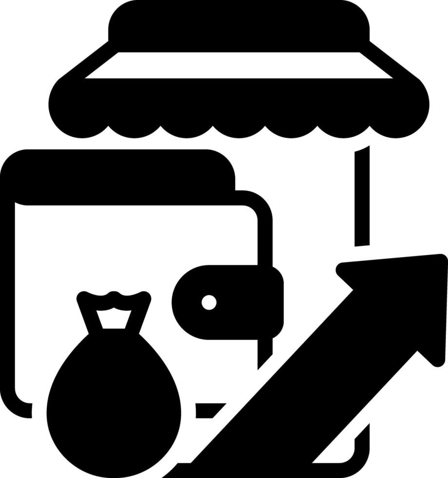 Solid black icon for earning vector