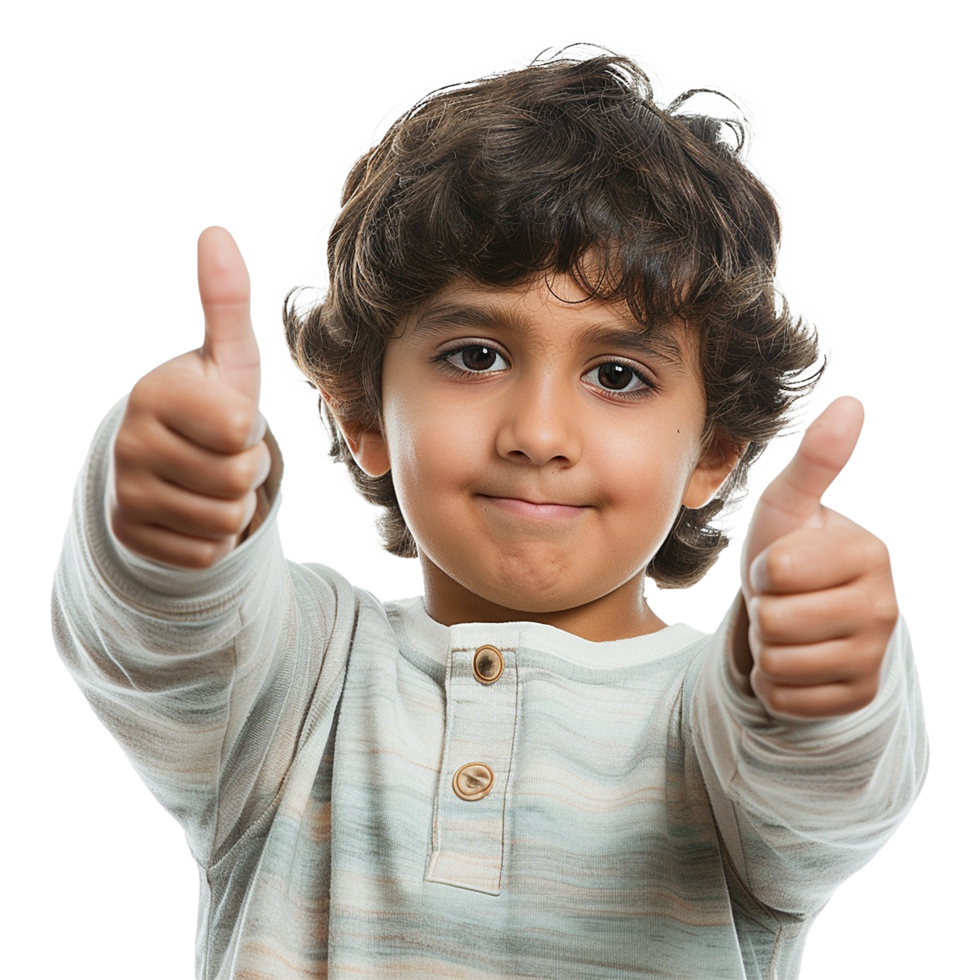 AI generated Boy raising thumb isolated from transparent background png