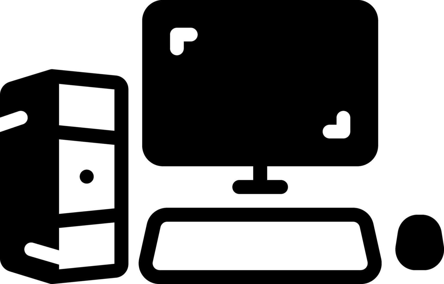 Solid black icon for computer vector