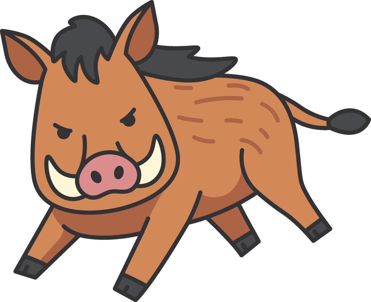 Wild boar cartoon vector Illustration