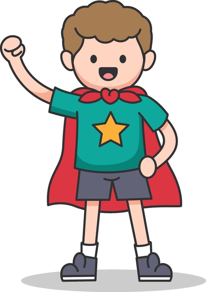 Superhero kid character design. Vector illustration in a flat style.