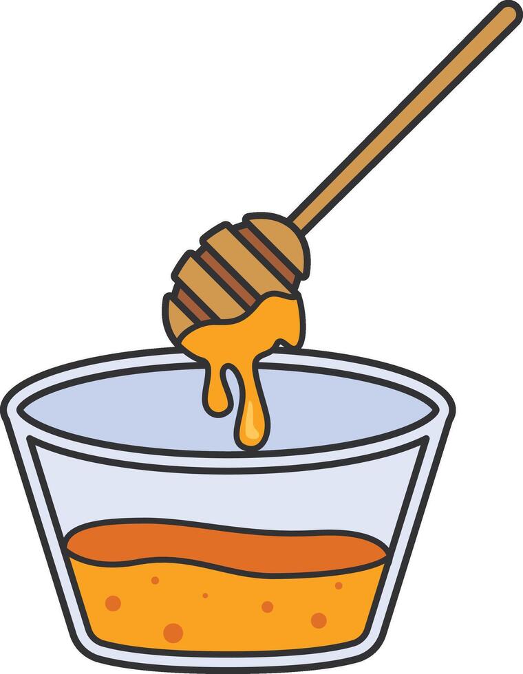 Honey dipper in glass bowl vector