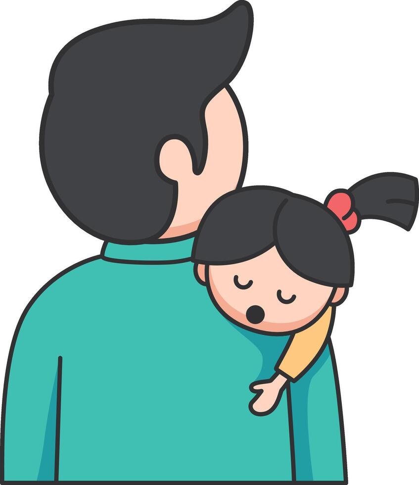 padre y hija abrazando cada otro. vector ilustración en dibujos animados estilo.