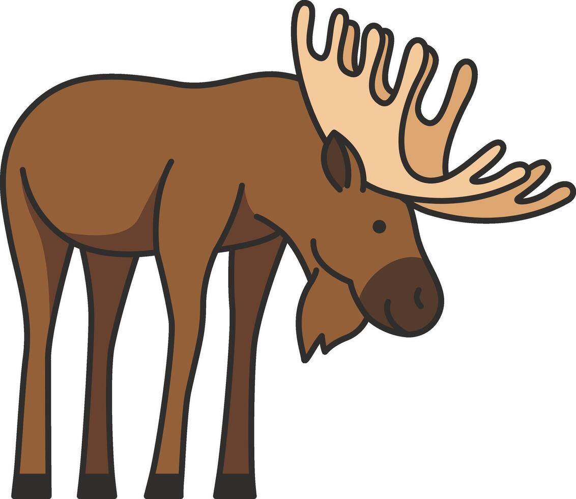 Vector illustration of a moose in cartoon style