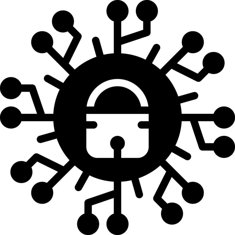 Solid black icon for cyber security vector