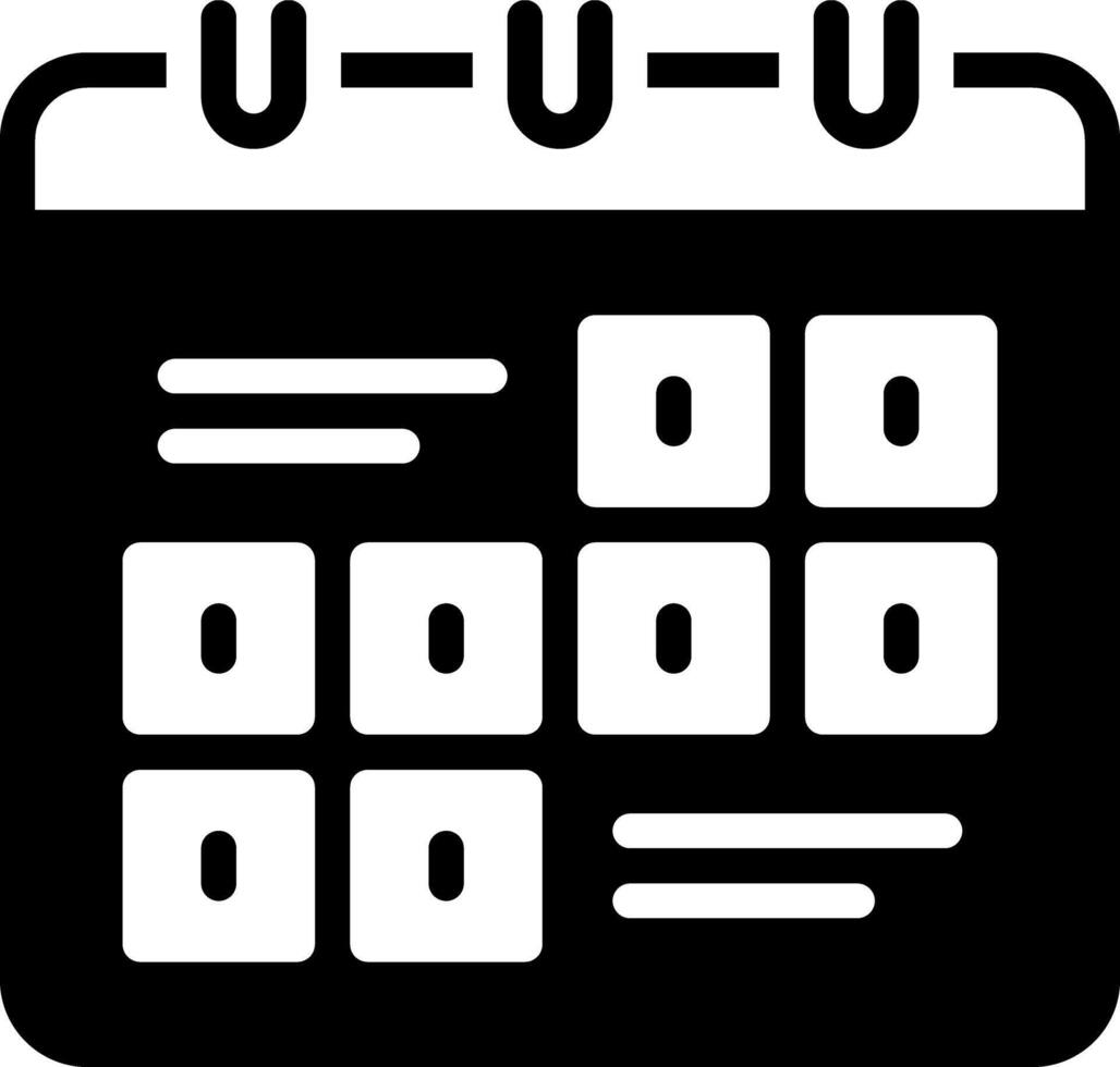 Solid black icon for schedule vector