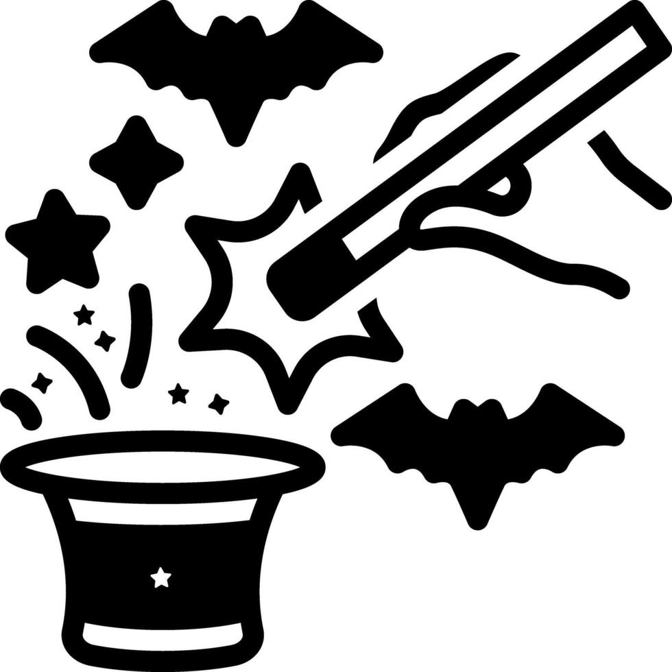 Solid black icon for trick magic vector