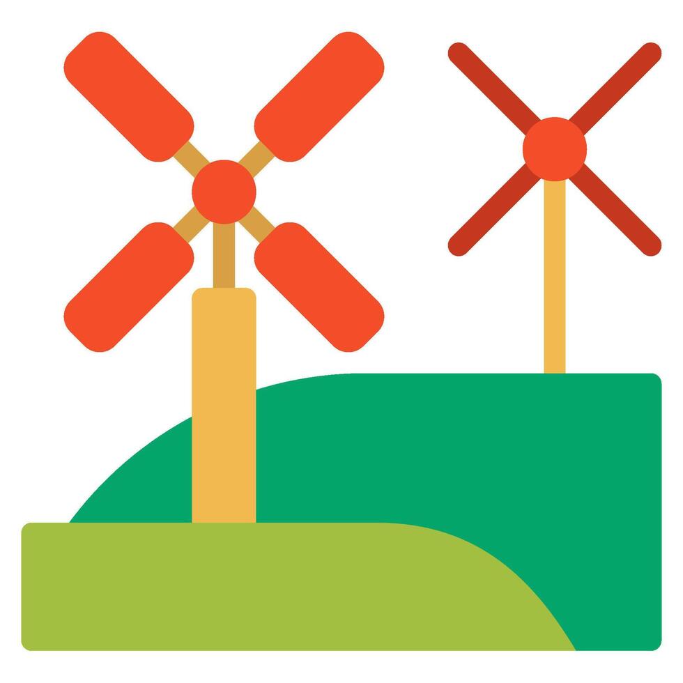 Windmill ecology object icon illustration vector