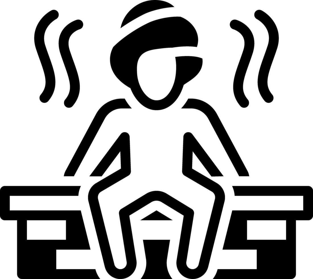 sólido negro icono para sauna vector