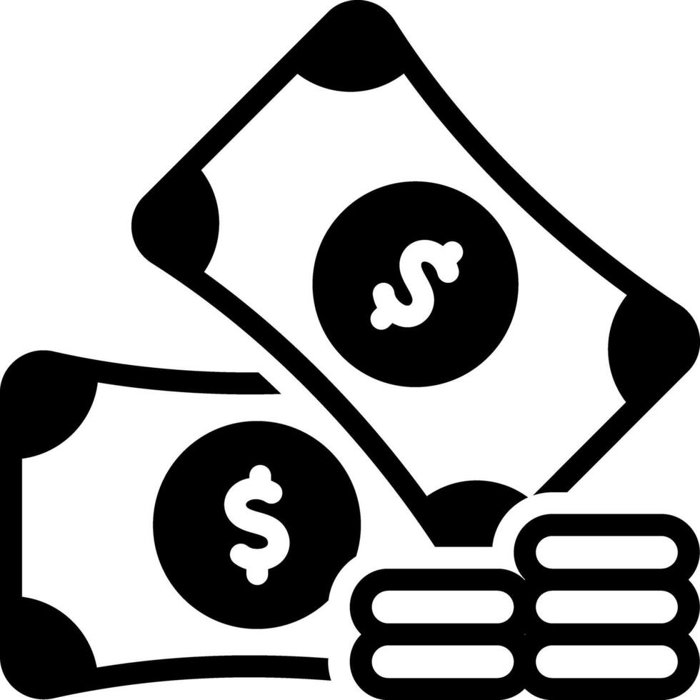 Solid black icon for cash vector