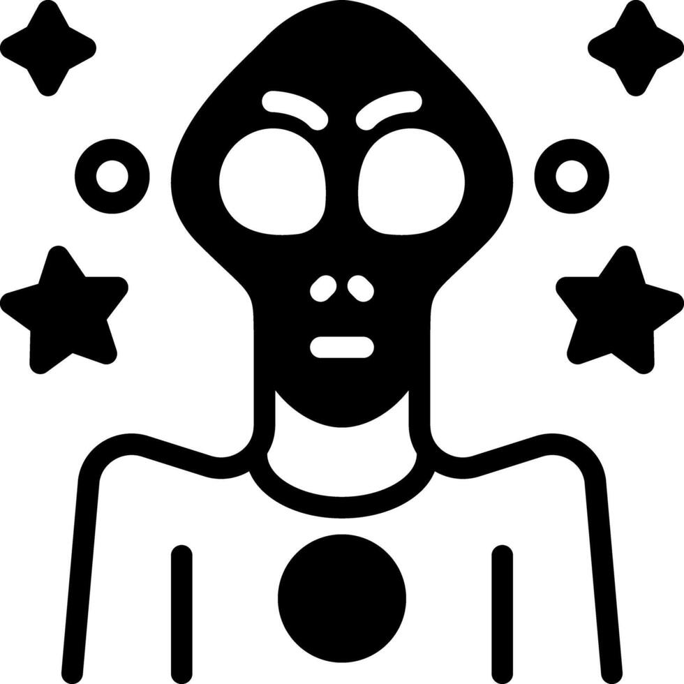 Vector solid black icon for alien