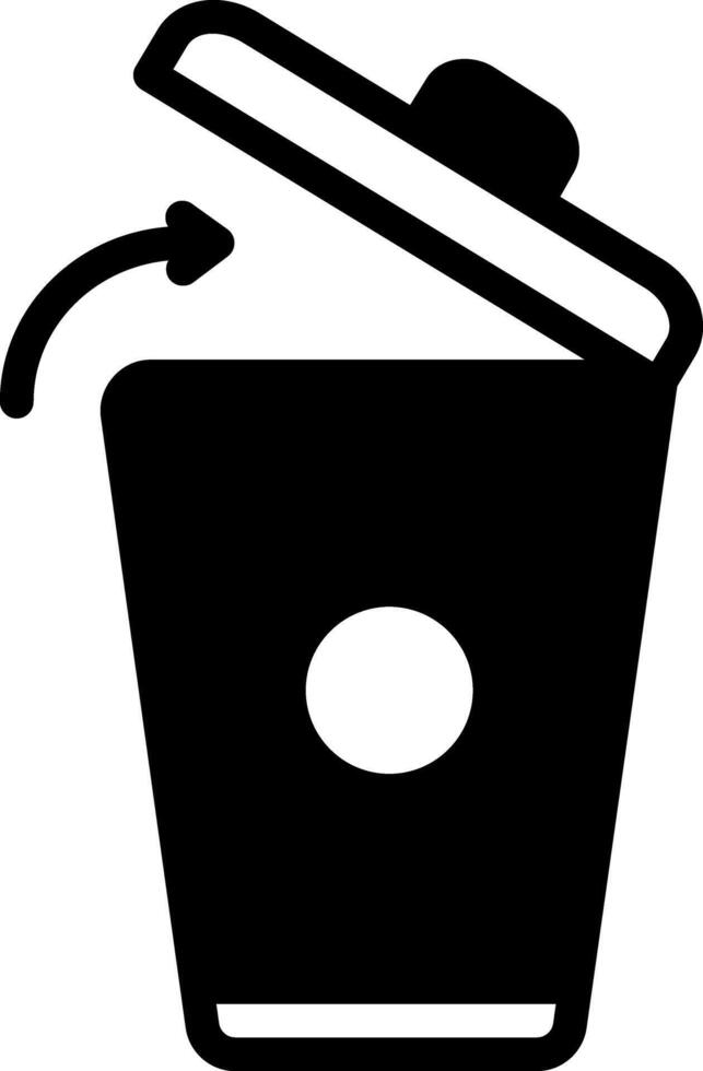 Solid black icon for bin vector