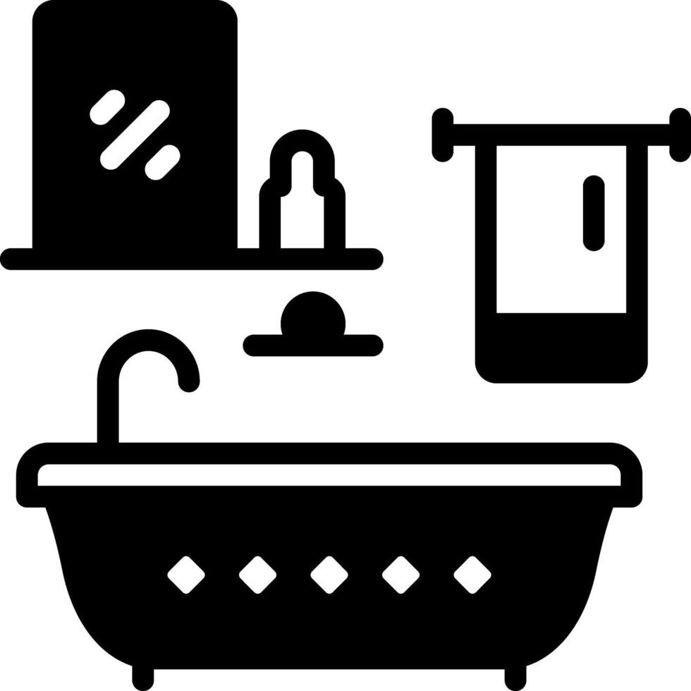 Vector solid black icon for bathroom