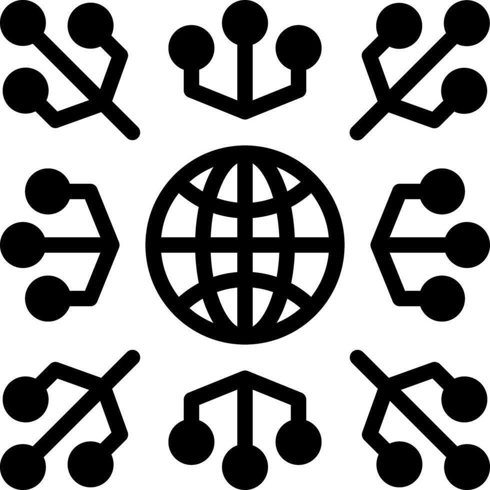 Solid black icon for network vector